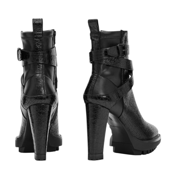 All Saints Havana Crocodile Leather Boots Size 8 - Picture 5 of 13